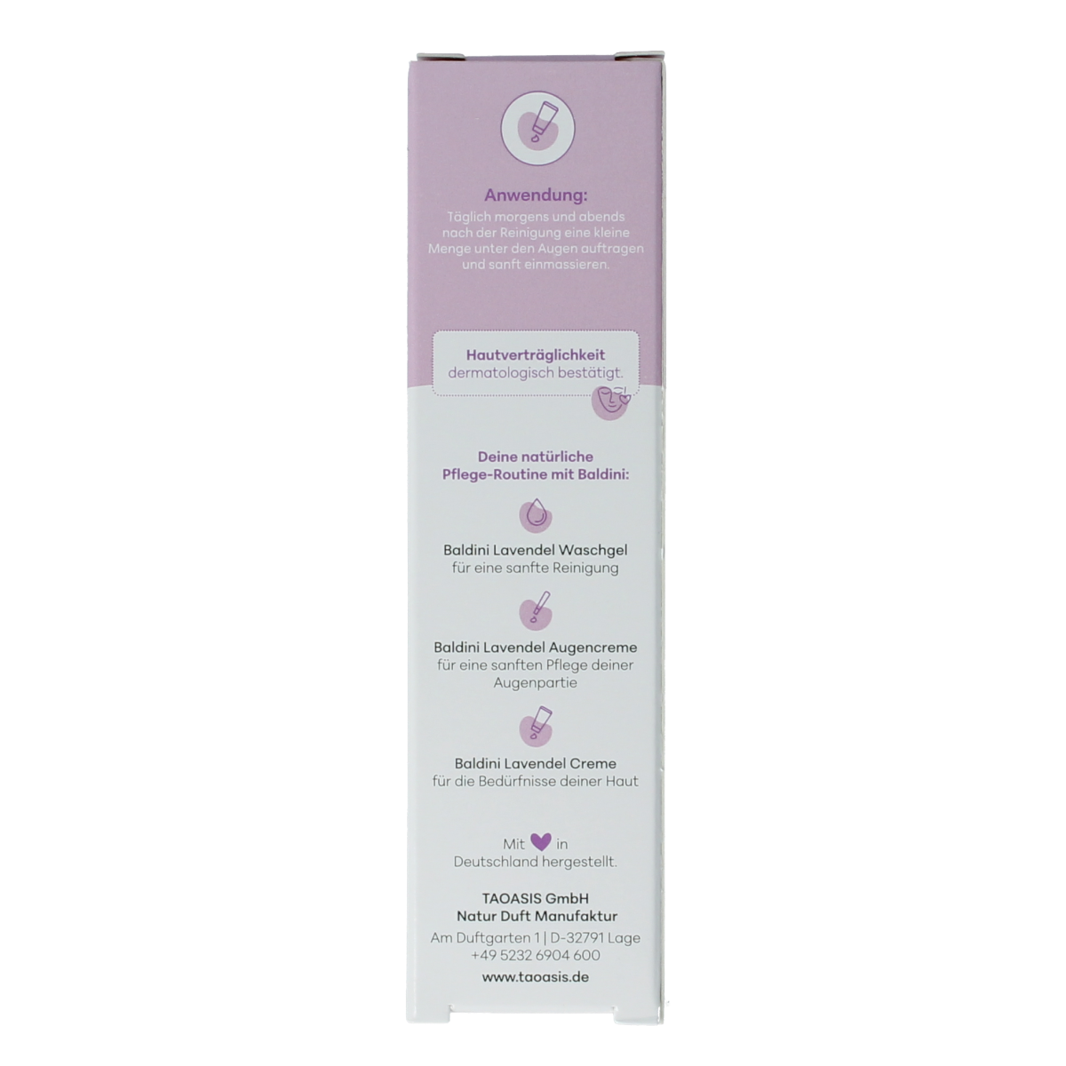 Baldini Lavendel regenererende oogcrème voor de ogen, 15 ml, natuurlijke oogverzorging met lavendelgeur.