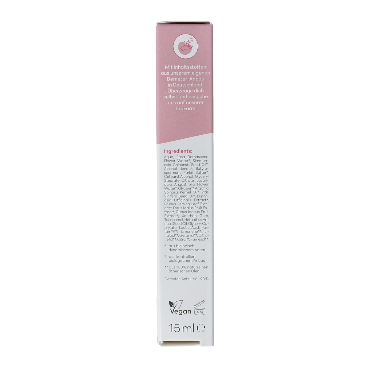 Baldini regenerating rose eye cream in 15ml jar, eye care product with floral scent, designed to refresh and hydrate the eye area.