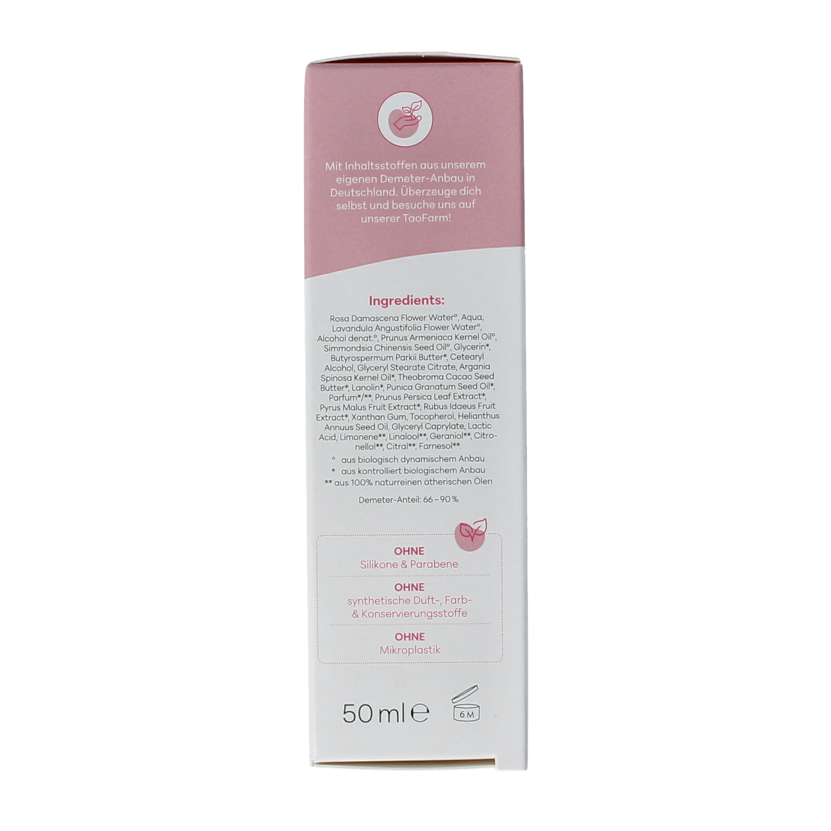 Baldini Dagcreme rijk rose Demeter gezichtsverzorging in 50ml jar with rose scent and rich moisturizing formula.