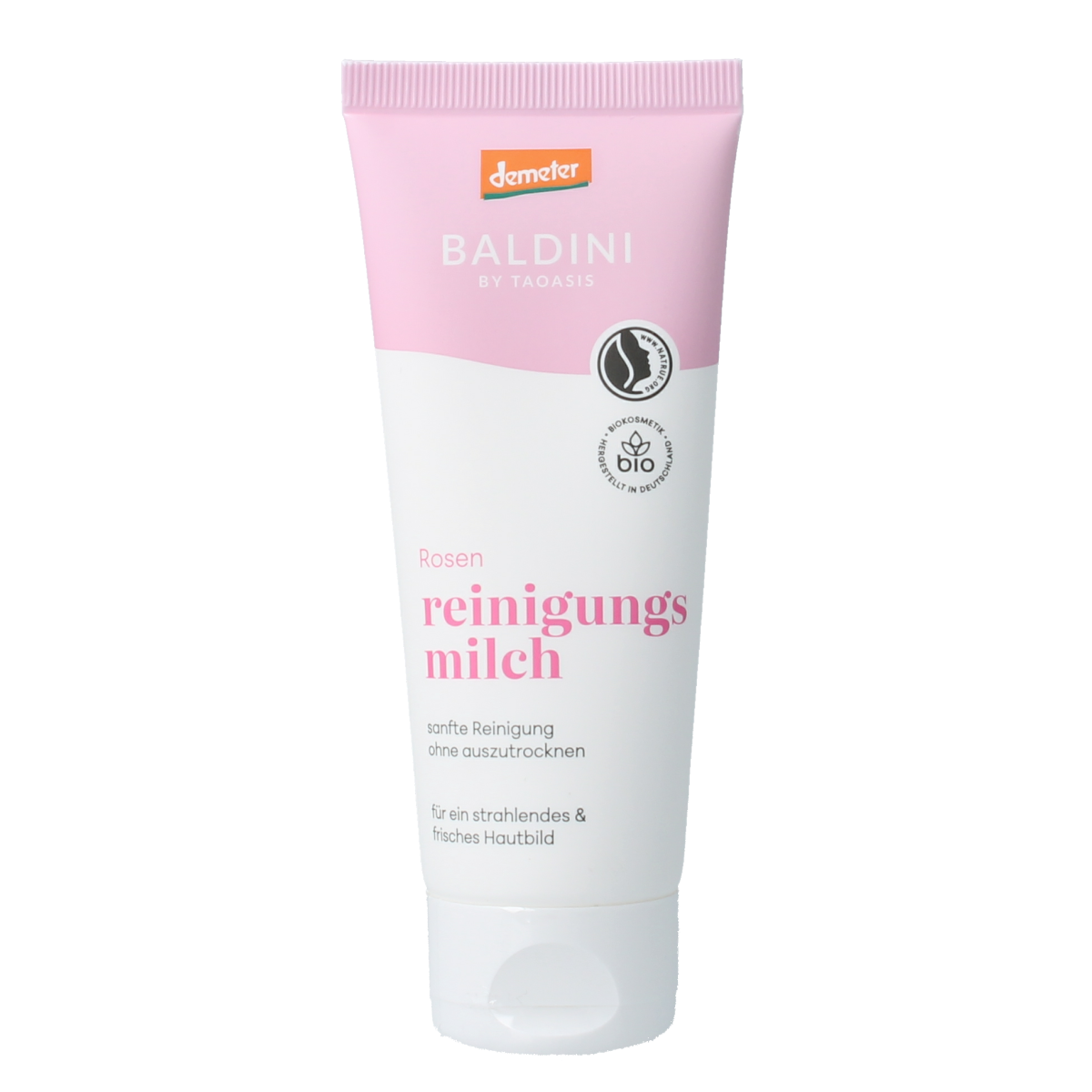 Baldini Rose Demeter cleansing milk in 75ml bottle, facial skincare product with rose scent and gentle cleansing formula