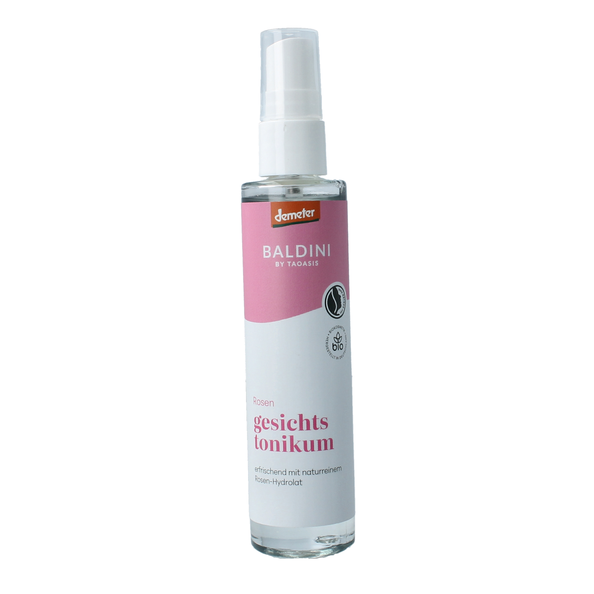 Baldini Gezichtstonic with rose hydrolat in a 50ml bottle, natural facial skincare product from Baldini.