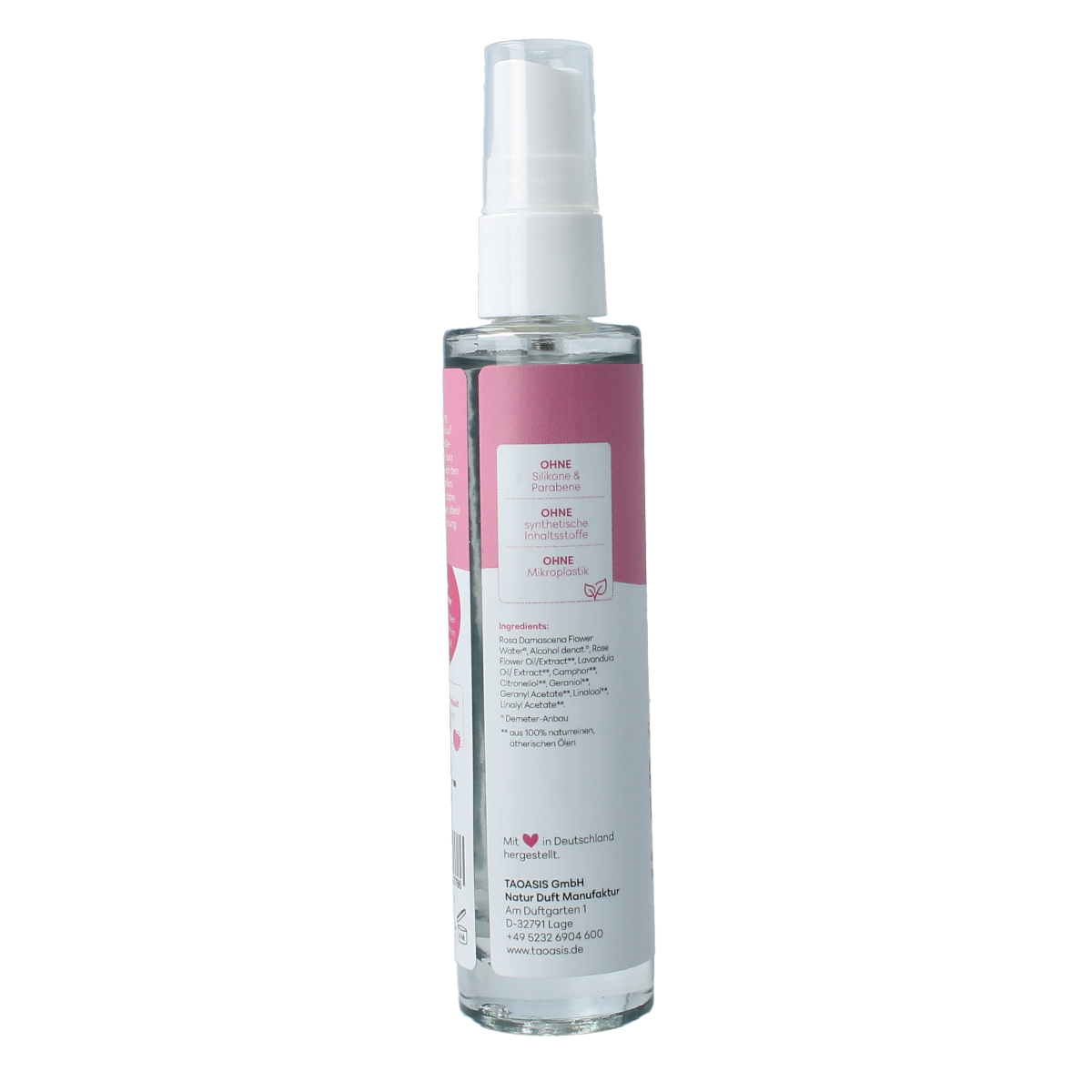 Baldini Gezichtstonic with rose hydrolat in 50ml bottle, natural facial skincare product with floral scent and Demeter certification