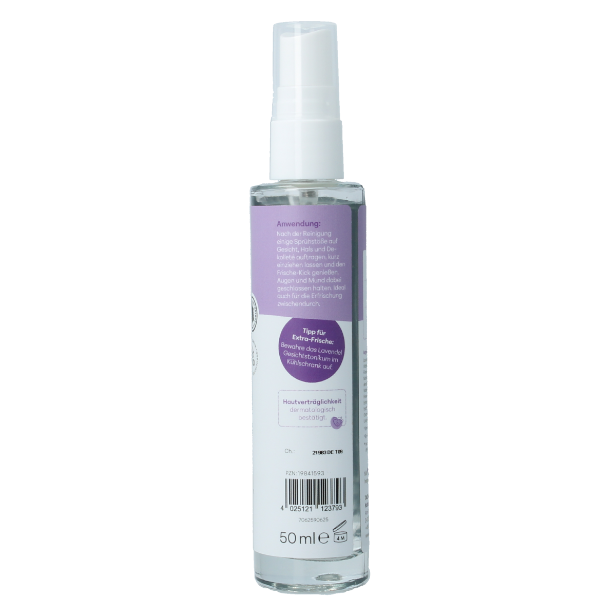Baldini gezichtstonic met lavendel hydrolaat in 50ml fles, natuurlijke gezichtsverzorging met lavendel geur.