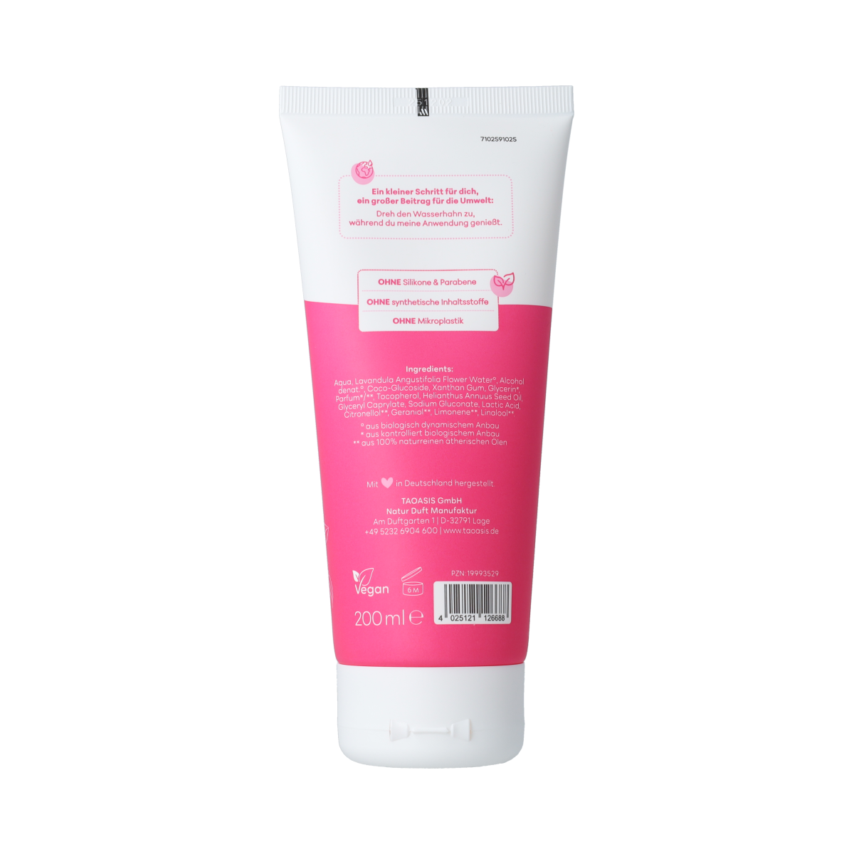Baldini Rose Bio Demeter douchegel in 200ml bottle, natural body care with floral rose scent, from Baldini.