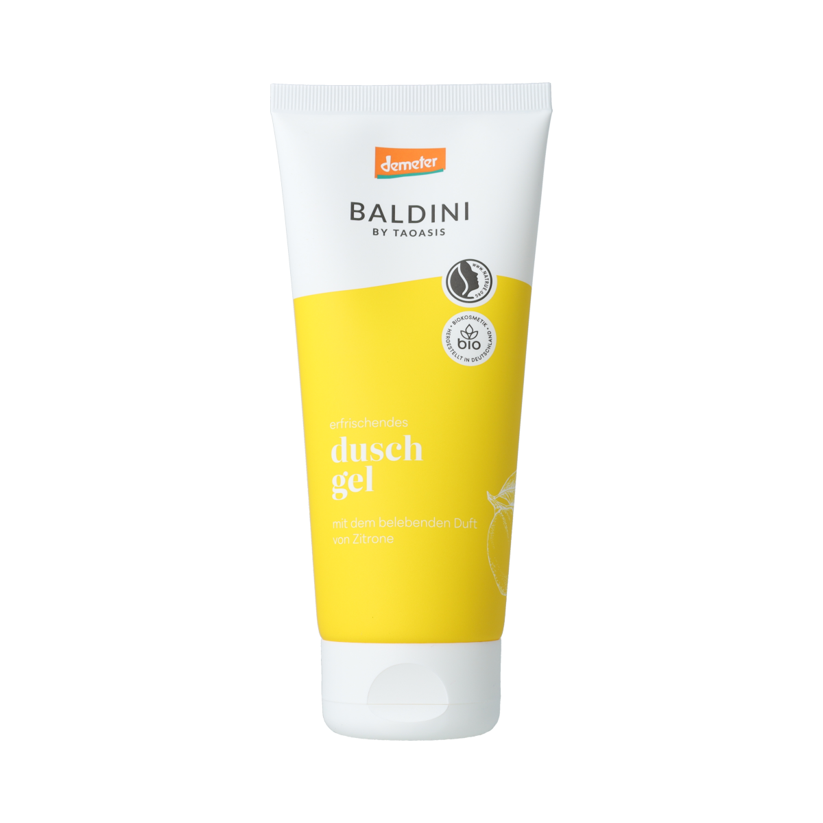 Baldini Citrus Bio Demeter shower gel bottle, 200ml, with citrus fruit imagery and clean design.