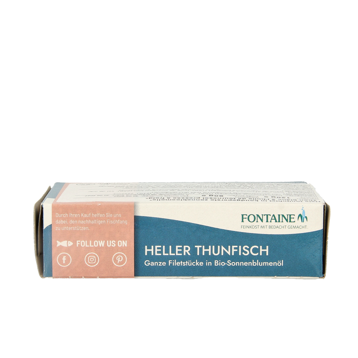 Canned Fontaine tuna in 120g tin, showing the label and product packaging for Vlees Vis en Vleesvervangers category.