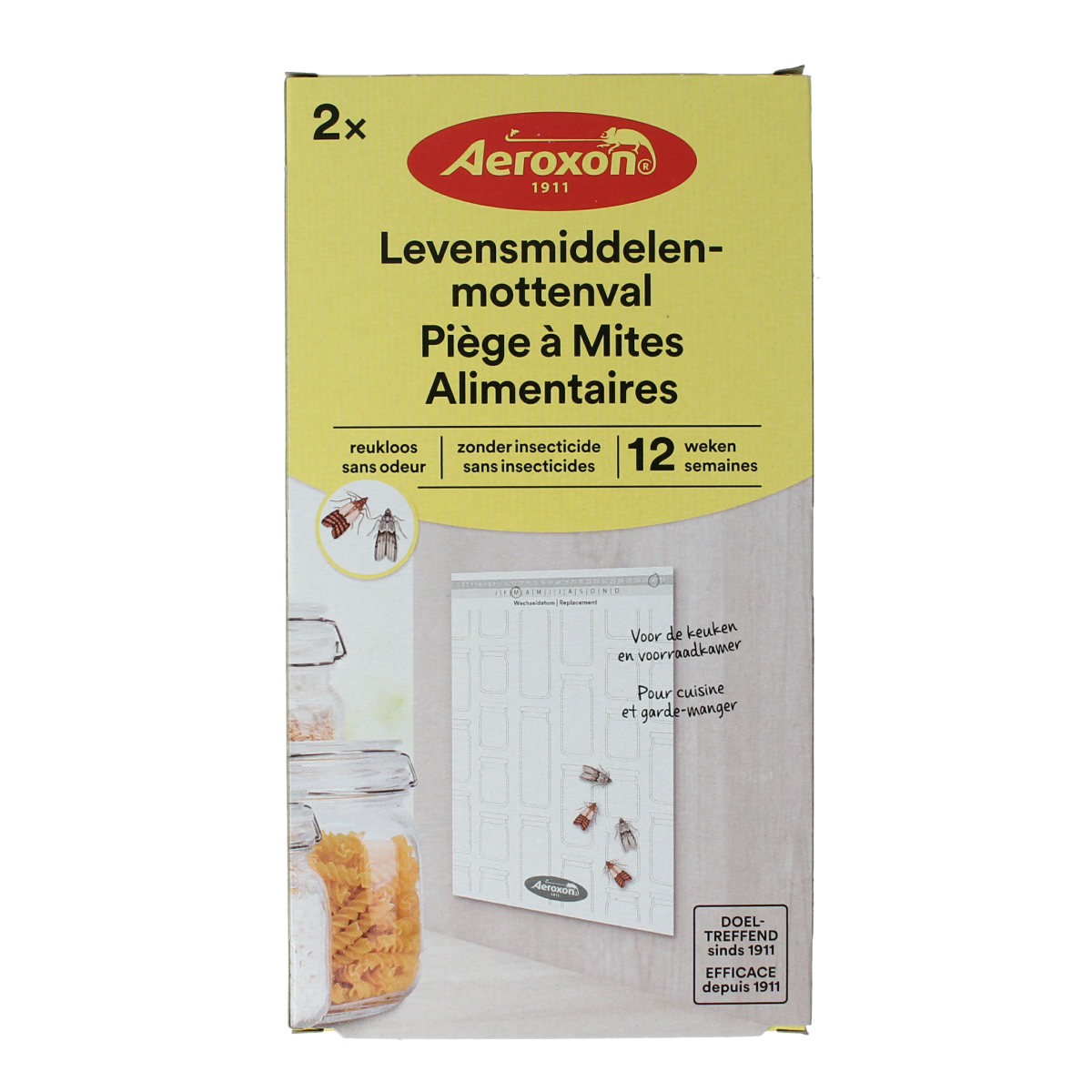 BSI Levensmiddelenmottenval set with 2 sticky traps for pest control, designed for home and comfort use.