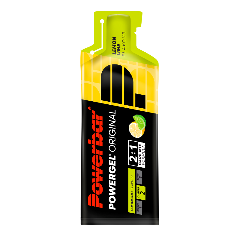 Powerbar Powergel lemon lime energy gel packet, 41 grams, for sports nutrition and quick energy boost during workouts.