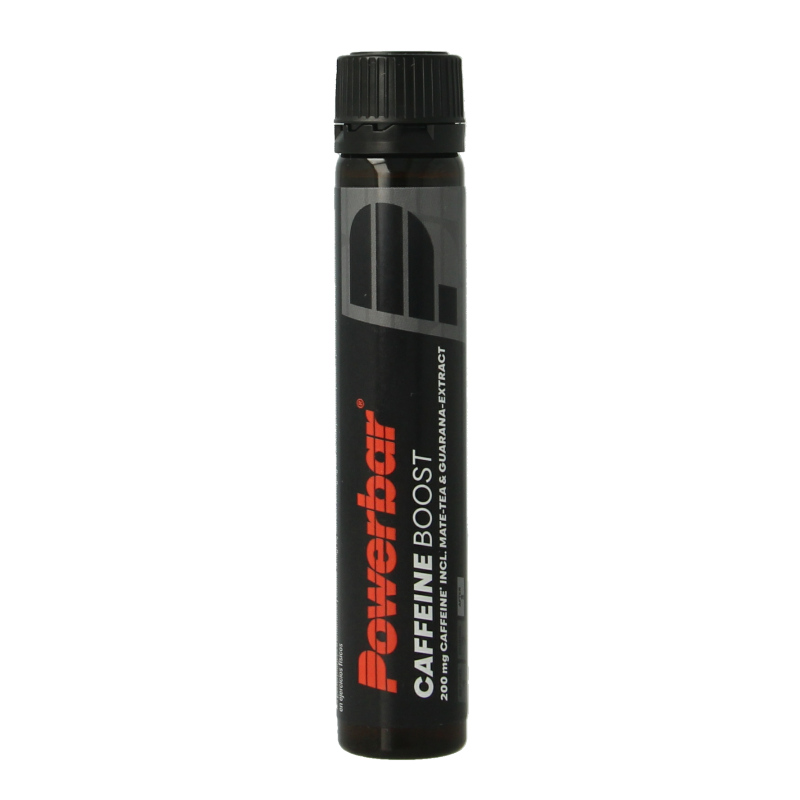 Powerbar Caffeine Boost 25ml energy shot, sport nutrition supplement with caffeine, in a small portable bottle.