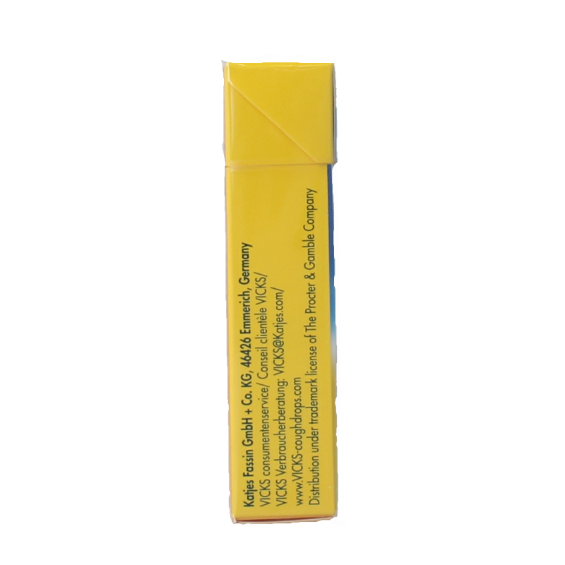 Vicks Citroen menthol sugar-free candy in a 40 gram package, featuring bright yellow packaging and lemon flavor design.