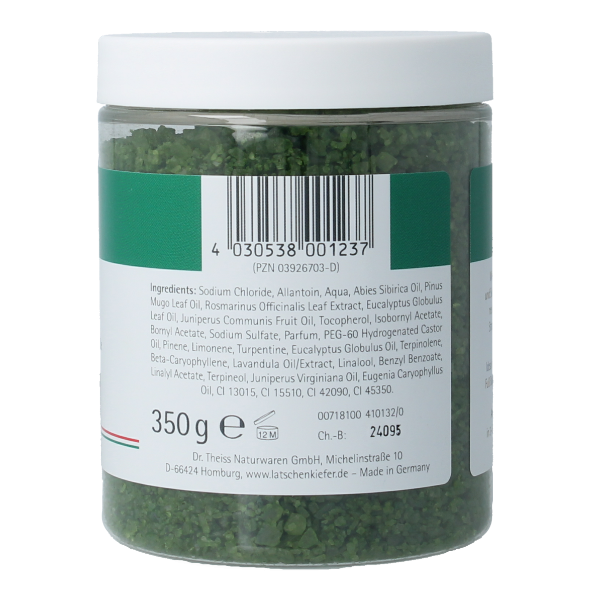 Allgauer Latshen Kiefer mineral foot bath product in 350g package, used for foot care and rejuvenation.