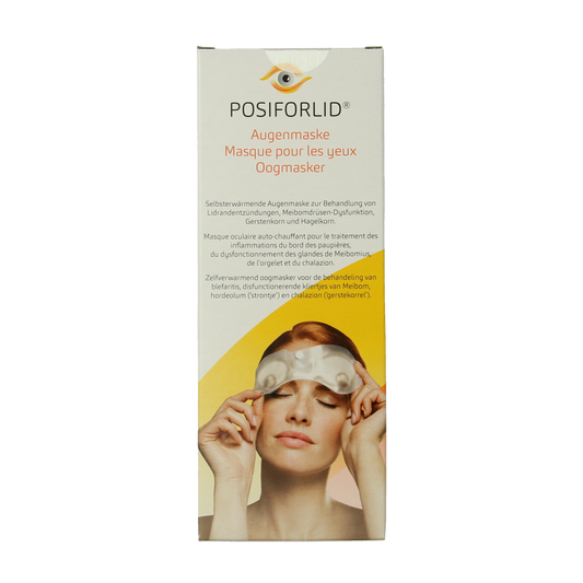 Posiforlid oogverzorging oogmasker in verpakking, designed for soothing and hydrating the delicate eye area.