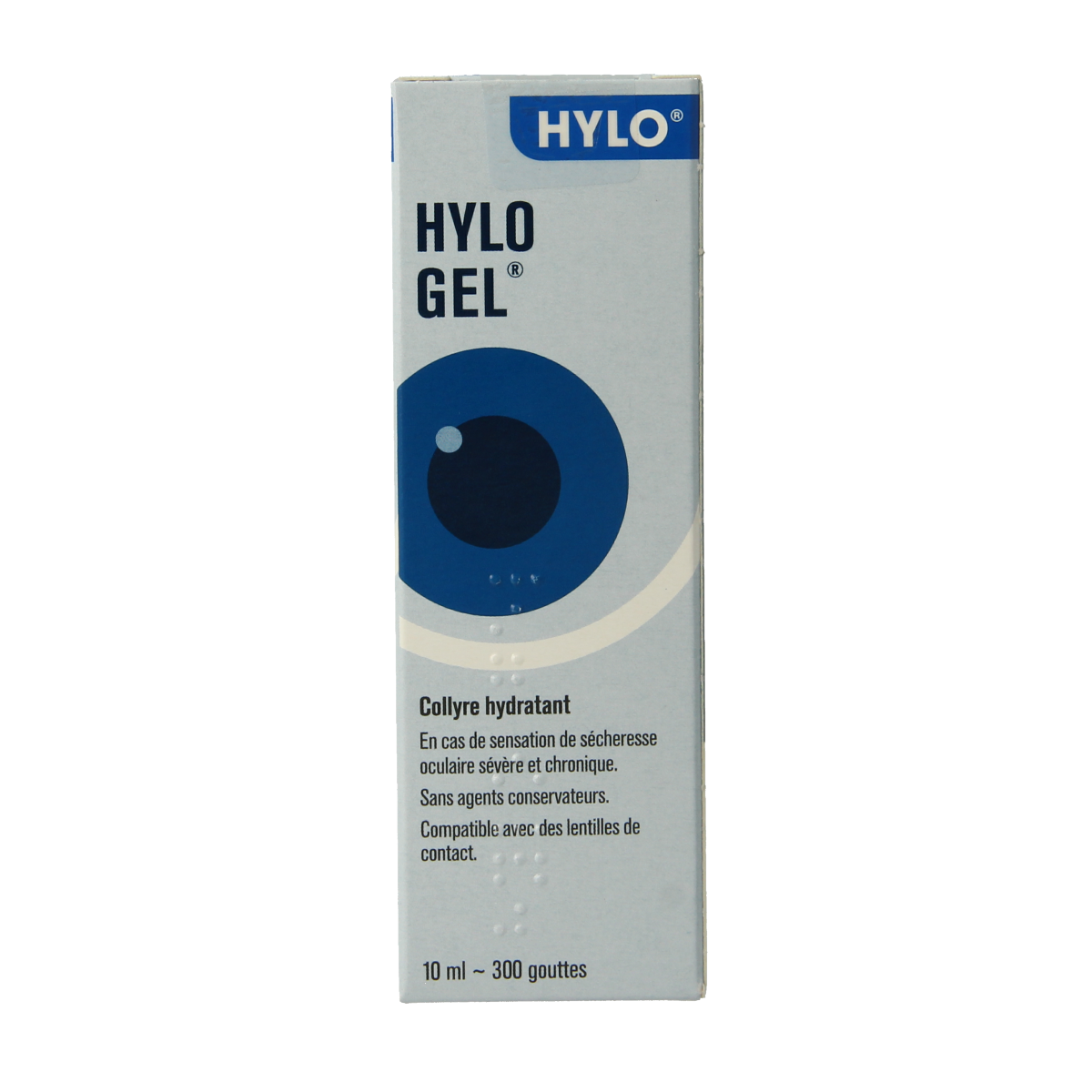 Hylo Hylo-gel eye drops in 10ml bottle, soothing eye care product from Hylo for dry or irritated eyes.