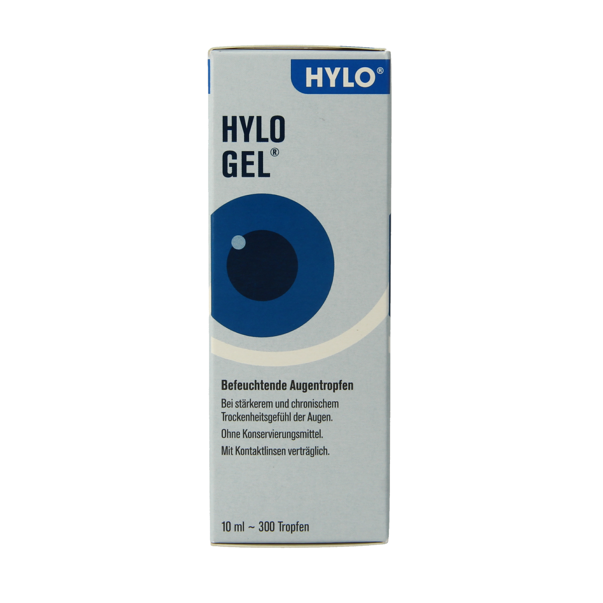 Hylo Hylo-gel eye drops in 10ml bottle, eye care product from Hylo for soothing and moisturizing dry or irritated eyes.