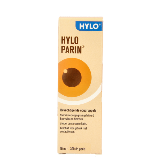 Ursapharm Hylo parin eye drops in 10ml bottle, eye care product for soothing and lubricating dry or irritated eyes.