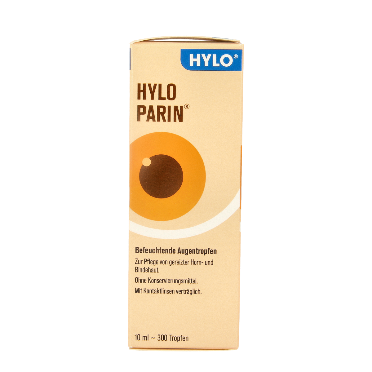 Ursapharm Hylo parin eye drops in a 10ml bottle, eye care product with clear dropper tip for soothing eye hydration.