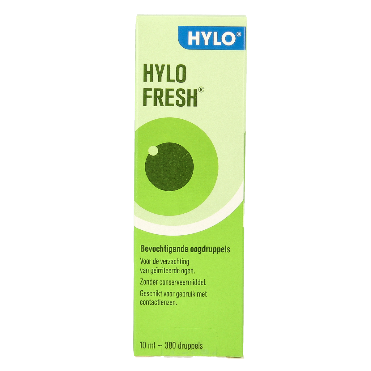 Hylo Fresh eye drops in a 10ml bottle, eye care product from Hylo for soothing and moisturizing dry or irritated eyes.
