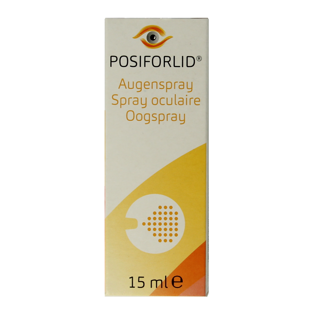 Posiforlid oogverzorging oogverzorgingspray in 15 ml spray bottle, designed for eye care and comfort.