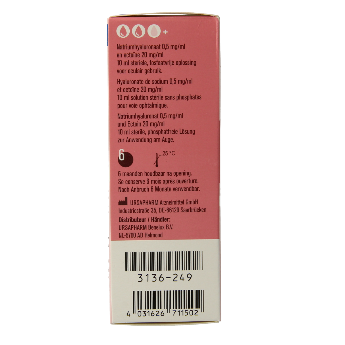 Hylo Dual eye drops in a 10ml bottle, eye care product from Hylo, designed to soothe and moisturize dry or irritated eyes.