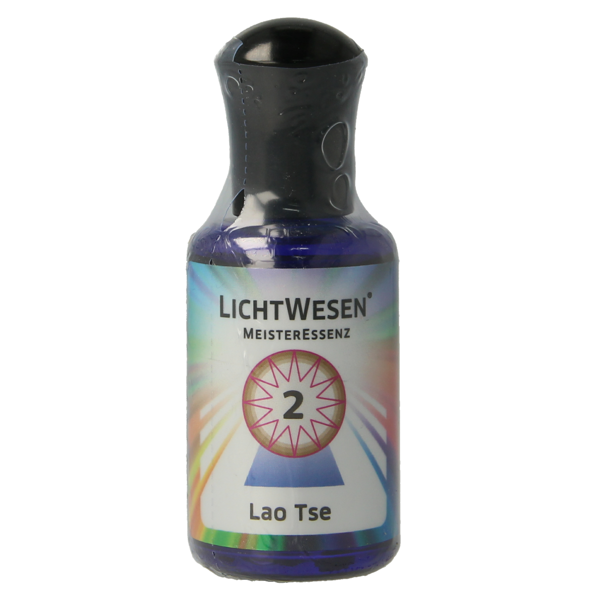 Lichtwesen Lao Tse olie 30ml bottle, spiritual wellness product with a white cap and clear label, used for meditation and relaxation.