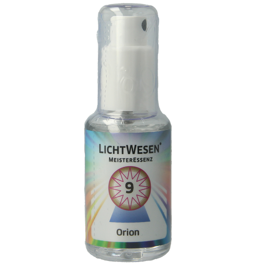 Lichtwesen Orion tinctuur 9, 30ml bottle with spiritual symbolism and labels, used for spiritual practices and rituals