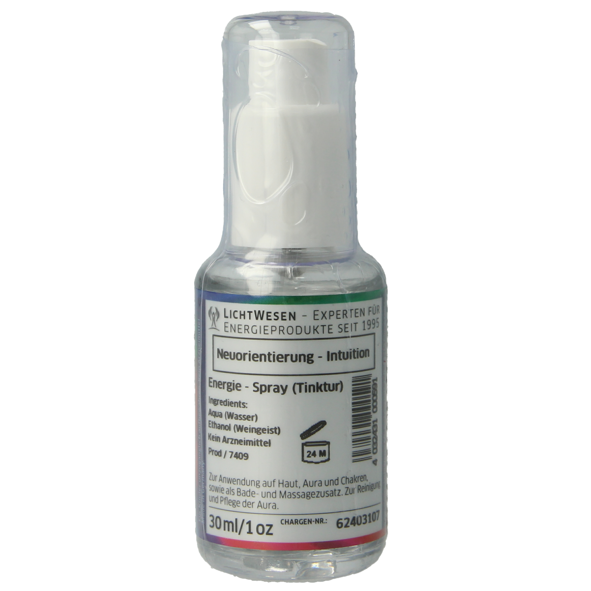 Lichtwesen Orion tinctuur 30ml bottle, spiritual product with a colorful label and dropper cap, used for spiritual practices.