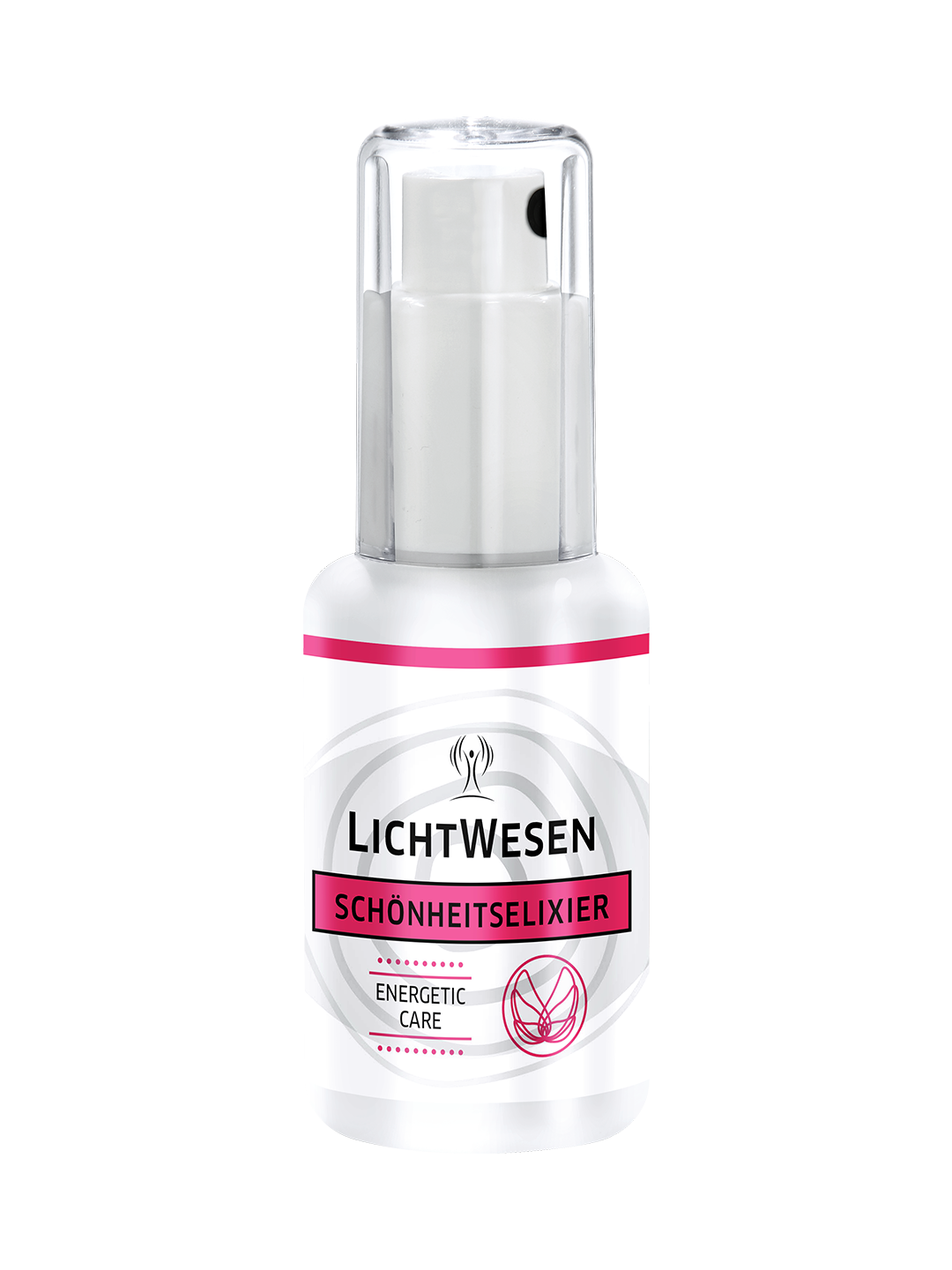 Lichtwesen Schoonheidselixer gezichtstonic bottle, 30ml, with spiritual symbolism on the label, for skincare and facial revitalization.