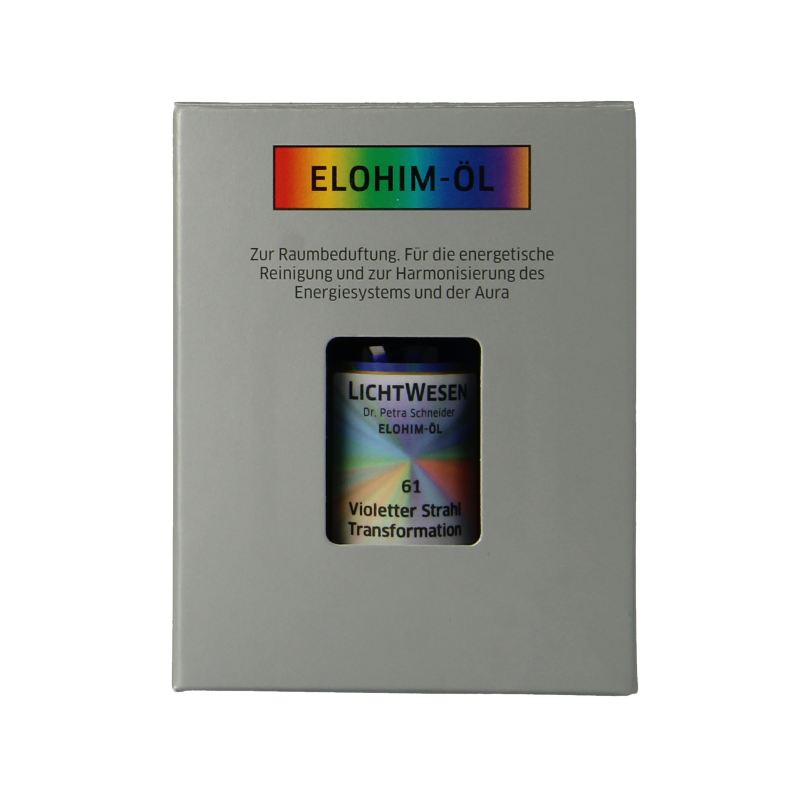 Lichtwesen Elohim olie transformatie violet bottle, 10ml, with spiritual symbolism and vibrant violet packaging.