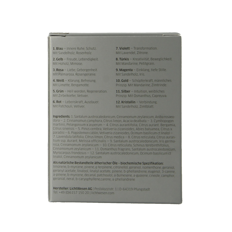Lichtwesen Elohim olie transformatie violet 10ml bottle, spiritual product with a colorful label, used for transformation rituals.
