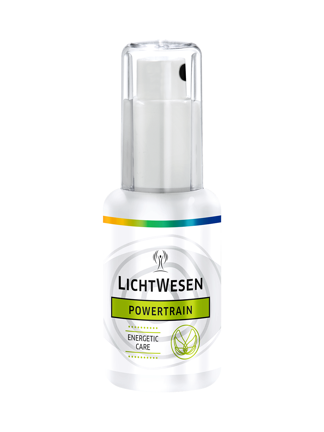 Lichtwesen Powertrain Energie Spray 30ml for body care, featuring natural ingredients in a sleek bottle.