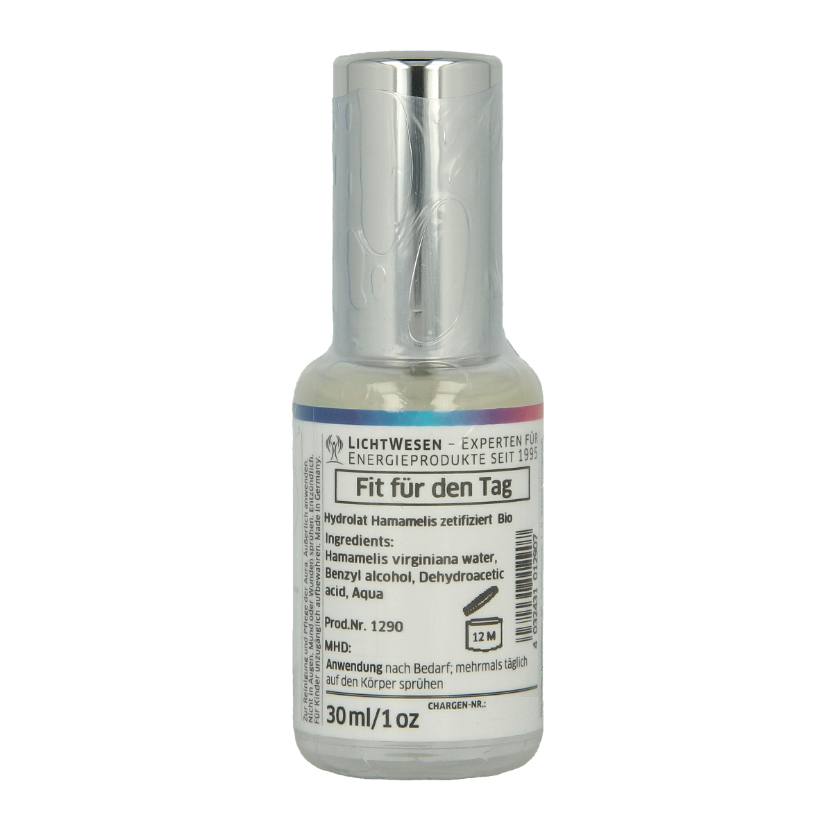 Lichtwesen Powertrain Energie Spray 30ml in a clear spray bottle, part of Lichtwesen's body care collection.