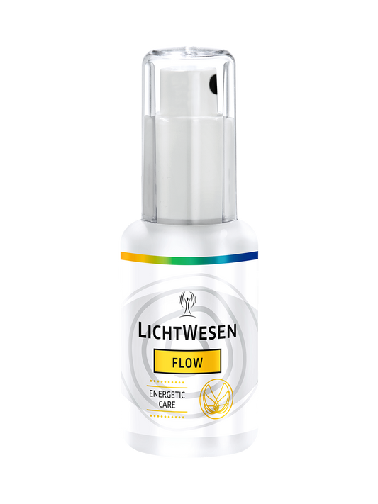 Lichtwesen Flow gezichtstonic spray in 30ml bottle, facial skincare product with clear liquid and minimalist packaging.
