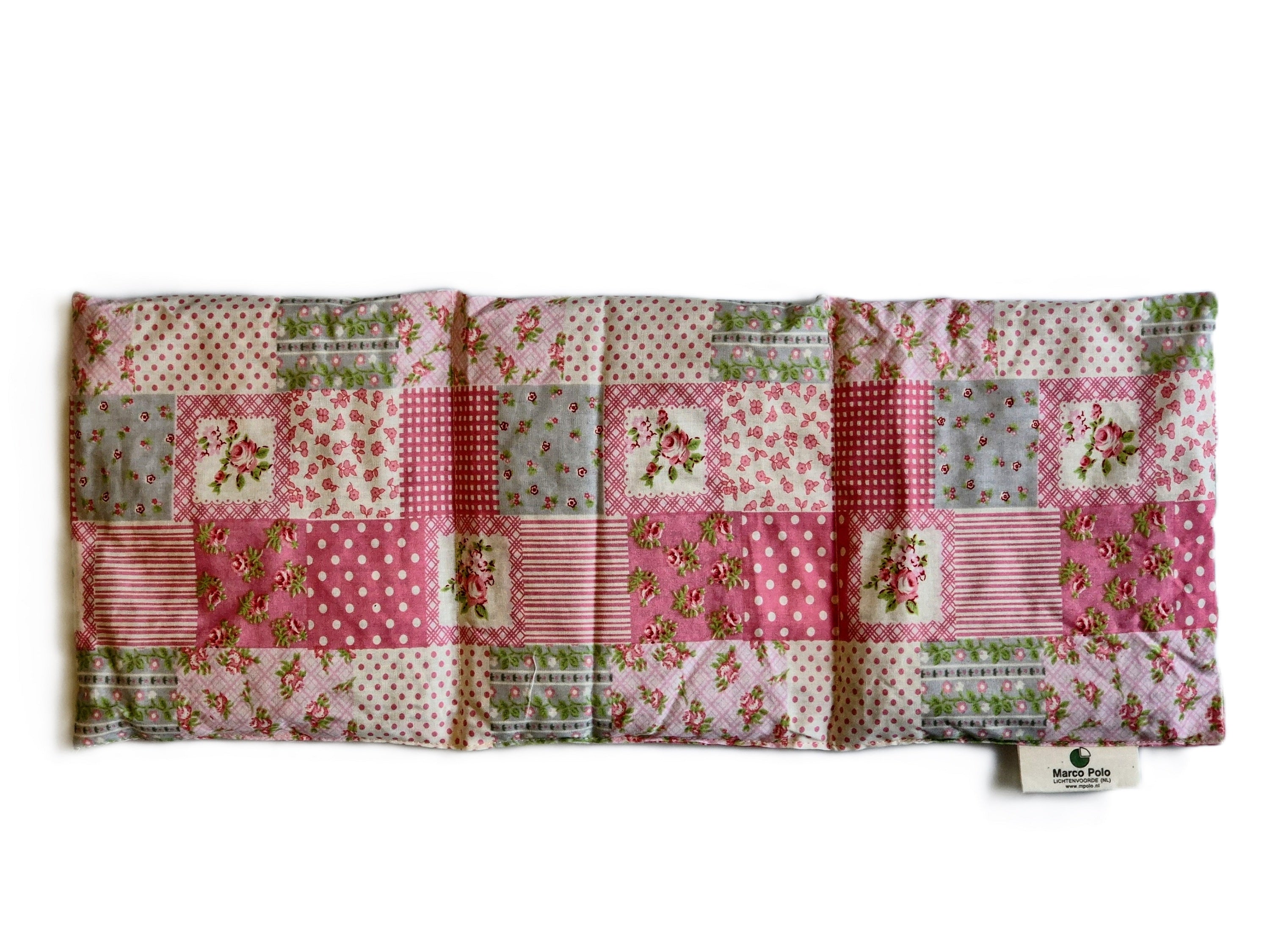 Marco Polo graankussen in beige, 20x50cm, with soft fabric cover and plush filling, ideal for comfortable support.