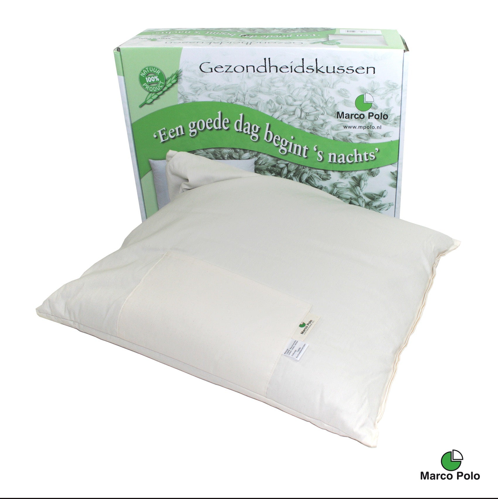 Marco Polo Kussens Boekweit kussen 60x70cm with zipper, soft cushion featuring natural fabric and ergonomic design.