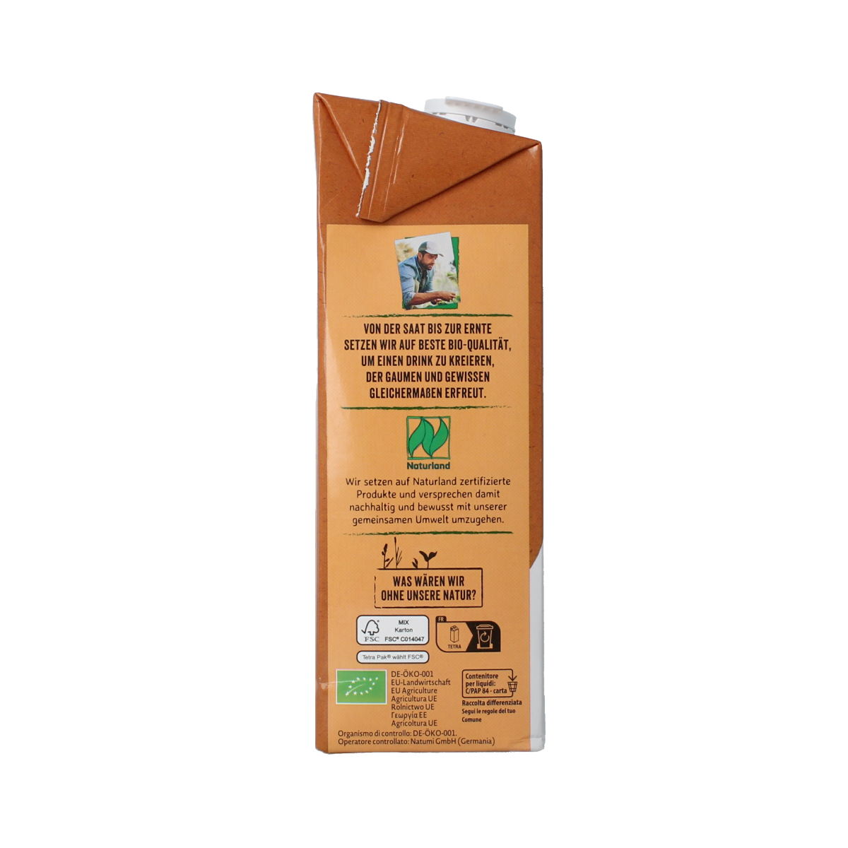 Natural Natumi Haverdrink in a 1-liter carton, organic oat drink with a smooth, creamy texture and natural flavor.
