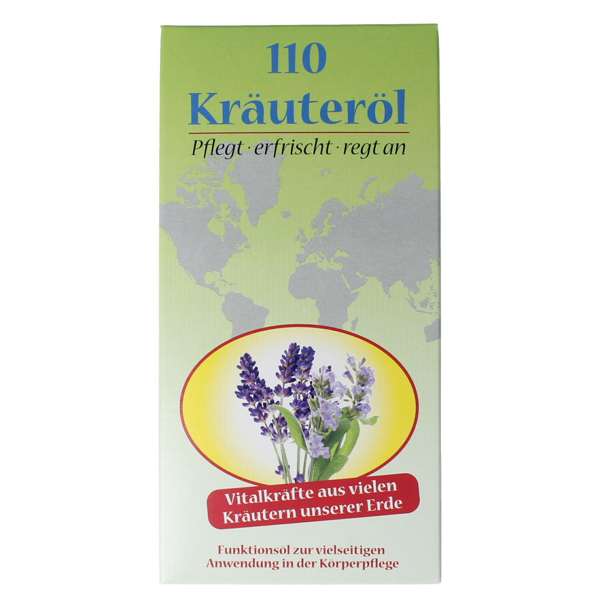 Natures House 110 Kruidenolie body care oil in a 100ml bottle, natural herbal skincare product with a clear label and green accents.