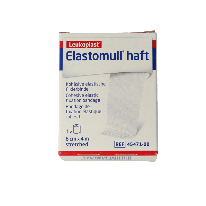 Elastomull Fixatiewindsel windsels, 4m x 6cm, white elastic bandage for wound support and compression.