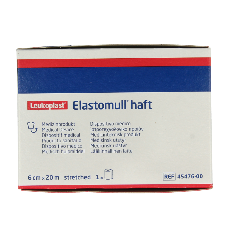 Beige and white Elastomull Fixatiewindsel, 20m x 6cm, elastic bandage for secure wound support from Elastomull.