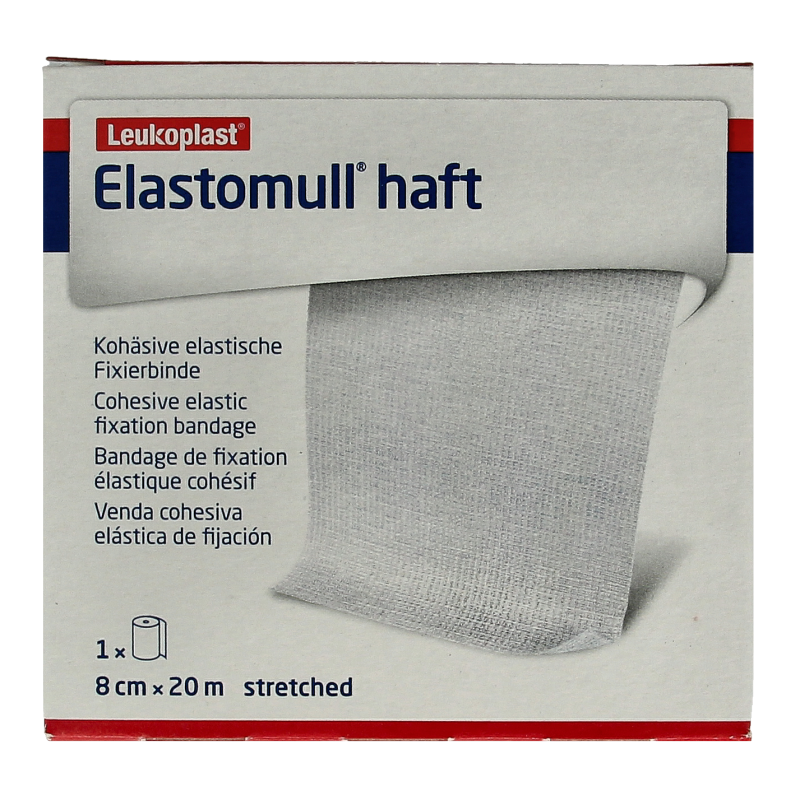 Elastomull Fixatiewindsel in 20m x 8cm roll, elastic medical bandage from Elastomull, wound dressing for secure support.