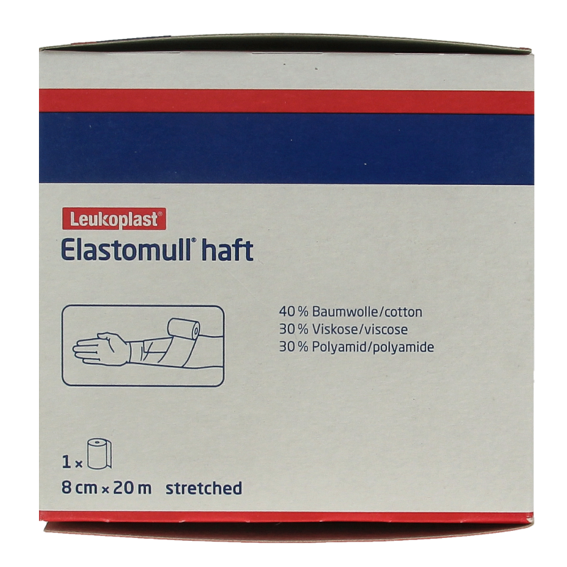 Elastomull Fixatiewindsel in 20m x 8cm roll, elastic bandage by Elastomull, shown in the image.