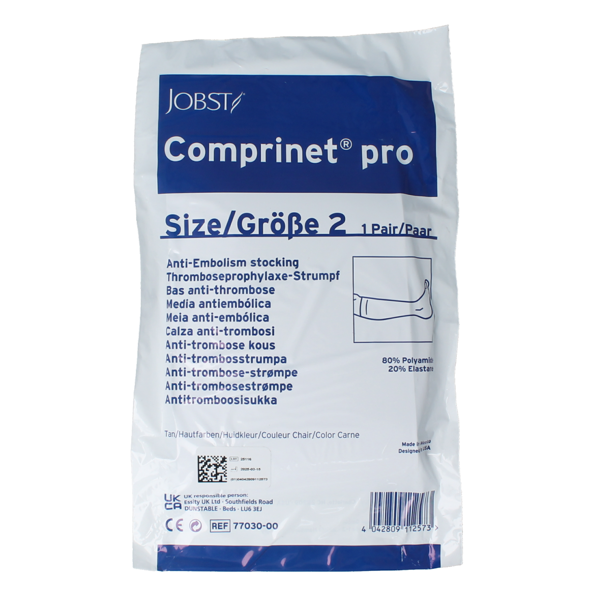 BSN Comprinet pro huid knie bandages, size M, pair of two, with elastic material for knee support and protection.