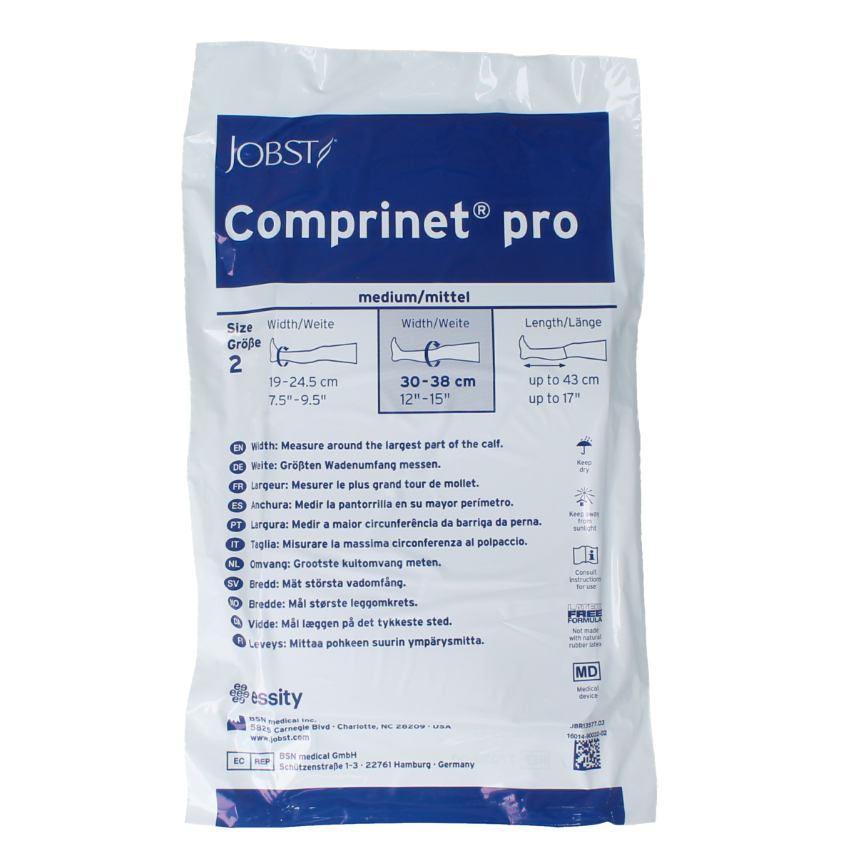 BSN Comprinet knee bandages in size M, set of 2, designed for knee support and compression.