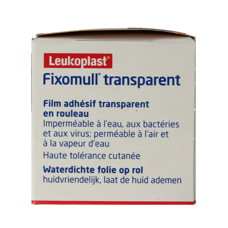 Fixomull Transparent medical adhesive bandage, 2m x 10cm, used for quick wound dressing, shown on a white background.