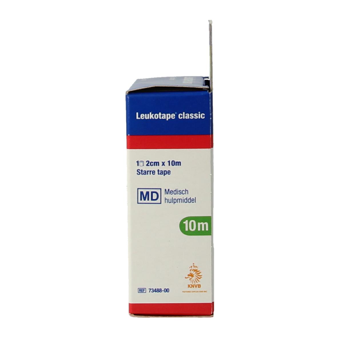 Leukotape Classic starre tape 2cm x 10m, sterile sports tape for support and injury prevention, shown rolled out in the image.