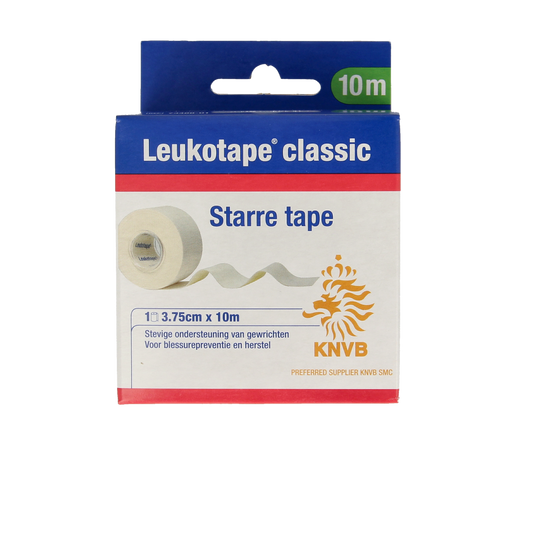 Leukotape Classic 3.75cm medical tape and plasters, used for sports and injury support, shown in the product image.