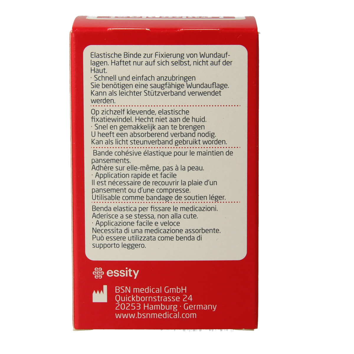 Elastomull brand windsels, 4 x 8cm, medical fixation bandage, single piece, soft elastic material for secure wound support.