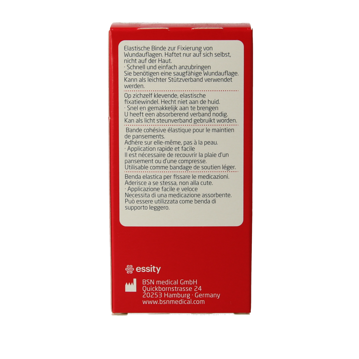 Elastomull Elastomull Fixatiewindsel, 10cm x 4m, sterile wound dressing with adhesive border, soft and flexible for wound care.