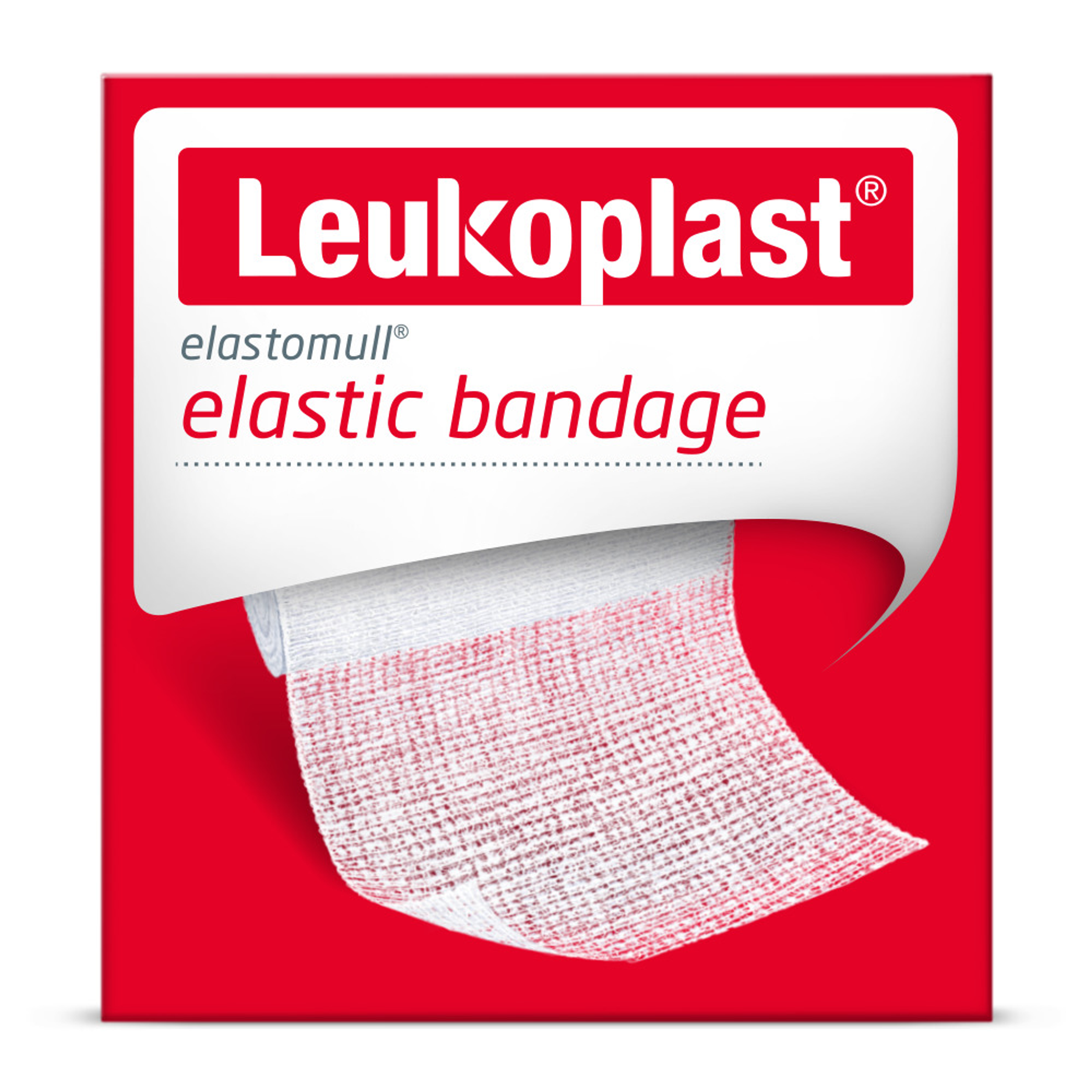 Elastic bandage by Elastomull, 4m x 10cm, shown rolled out, ideal for wound support and compression in medical care.