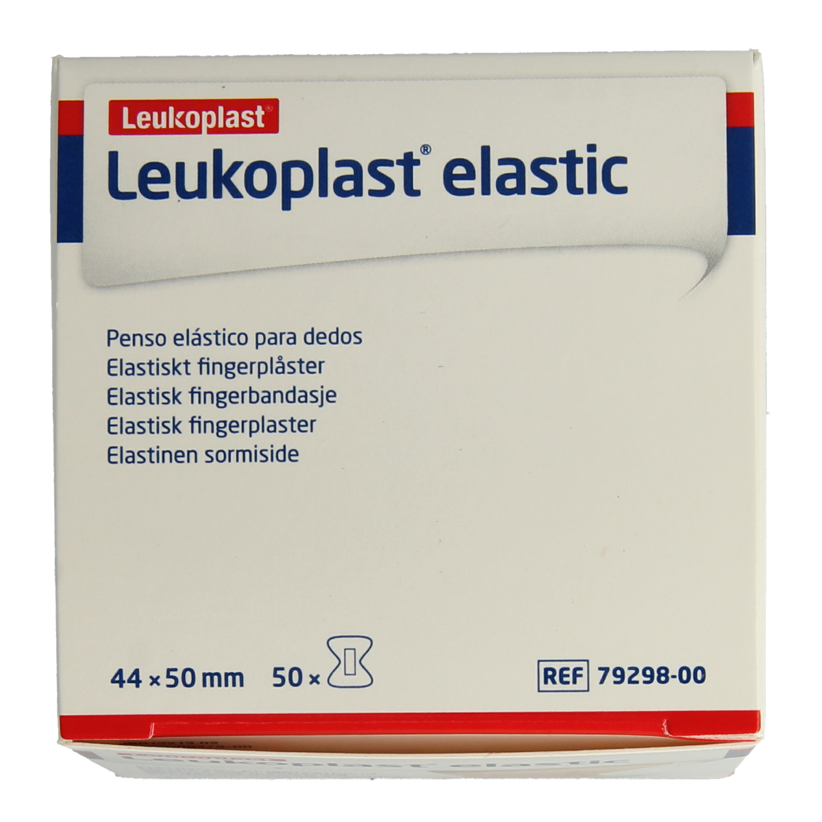 Leukoplast Vingertoppleister 44x50mm, pack of 50, adhesive bandages designed for finger injuries.