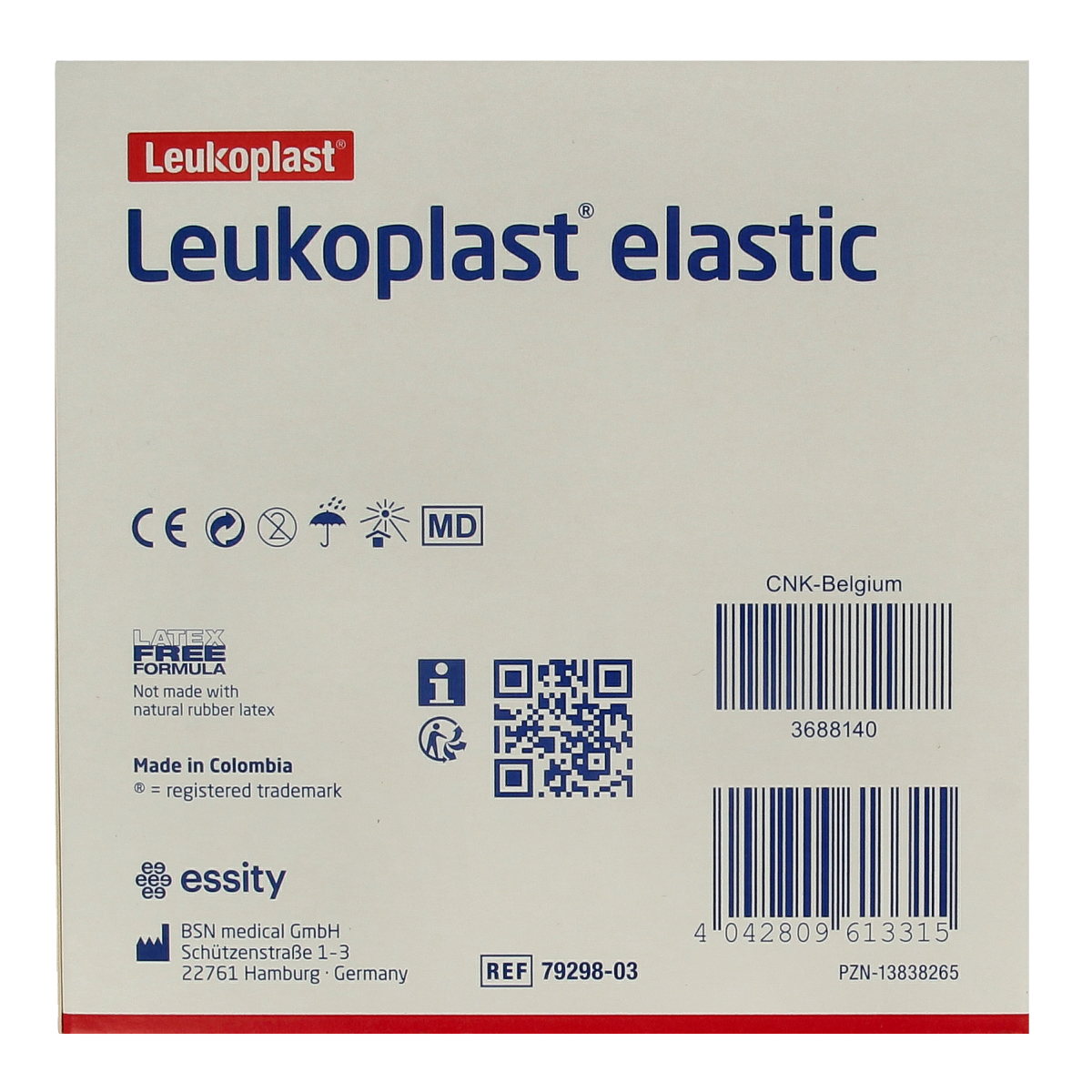 Leukoplast Elastic wound dressing tape 5m x 4cm, flexible adhesive bandage for secure wound coverage, displayed on a white background.